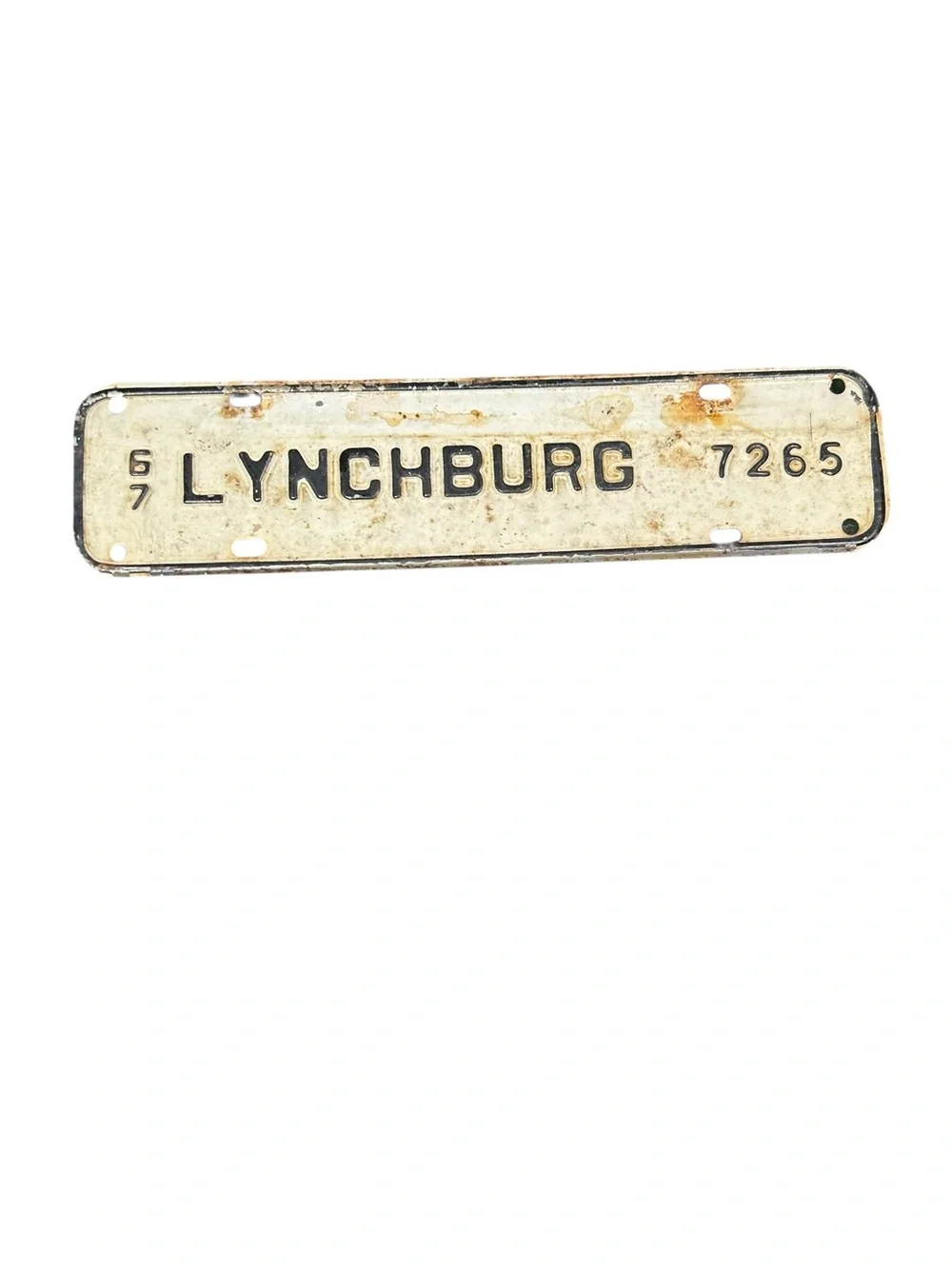 1967 Lynchburg Virginia license plate attachment topper 7265